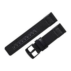 LHYFAGQK Nylon Lederarmband Armband 20 mm 22 mm 24 mm armbandige grüne Leder-Leinwandriemen(schwarz,22mm) von LHYFAGQK