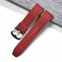 LHYFAGQK Schnellspanner Strap Silikongurt 20mm 22mm 24mm Wasserdichte Herren Damenuhr Zubehör(Red silver,24mm) von LHYFAGQK