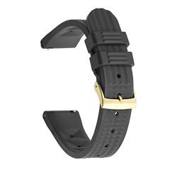 LHYFAGQK Viton Strap Waffelgurt 20mm 22mm Tauchen Wasserdichte Armband Handgelenkzubehör Ersatz(Black Gold,20mm) von LHYFAGQK