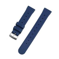 LHYFAGQK Viton Strap Waffelgurt 20mm 22mm Tauchen Wasserdichte Armband Handgelenkzubehör Ersatz(Rubber Blue,20mm) von LHYFAGQK