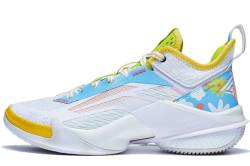 LI-NING Power V Series CJ McCollum Professionelle Basketballschuhe für Herren, dämpfendes Futter, High-Cut-Sportschuhe, Sneaker, ABAN045 ABAP023 ABAP025 ABAP067, Weiß Blau Gelb, 41.5 EU von LI-NING