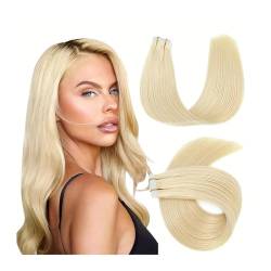 Bandverlängerungen Echthaar-Blondine-Tape-in-Extensions, 613 Bleach Blonde Remy-Haarverlängerung, Tape-in-Extensions aus echtem Echthaar, 16–26 Zoll, nahtlos, glattes Naturhaar Haarverlängerungen (Si von LIBANGRONG-888