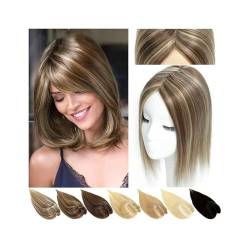 Gewellte Perücke Glattes Haar Topper für Frau Menschliches Haar Clip-In One Piece Unsichtbares Haar Toupet 10-18 Zoll Chinesisches Remy-Haar Maschine gemacht Basis Haarteil Perückengriff(Size:14inch von LIBANGRONG-888