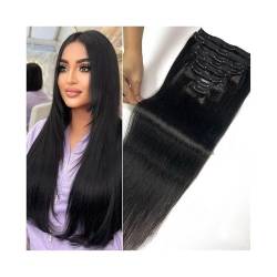 Haarteile für Frauen 10-26 Zoll 120g 8 Stück Clip-in-Haarverlängerungen, glattes Haar, Doppelschuss-Clip-in-Extensions, natürliches schwarzes brasilianisches Remy-Haarteil Messy Hair Bun Haarteil(Jet von LIBANGRONG-888