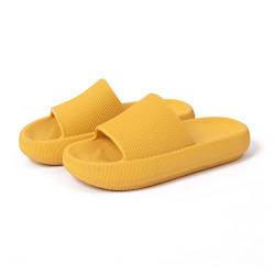 LIBANGRONG-888 Flip Flops Mode Persönlichkeit Hausschuhe Sommer Dicker Boden Hochelastischer Gummi Weicher Boden Paar Männer Home Badezimmer Badesandalen Frauen Outdoor Sandalen(Yellow,44-45) von LIBANGRONG-888