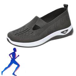 Women's Woven Orthopedic Breathable Soft Sole Shoes, Go Walking Slip on Arch Support Sneakers Wide Width Casual Comfortable (Dark Grey,38) von LIBIQI