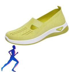 Women's Woven Orthopedic Breathable Soft Sole Shoes, Go Walking Slip on Arch Support Sneakers Wide Width Casual Comfortable (Yellow,39) von LIBIQI