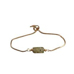 LIDFEP Armband Herren Perlen, Armbänder Aus Natürlichen Edelsteinkristallen, Modisches Edelsteinarmband In Prismatischer Form Aus Grünem Granat, Verstellbares Kettenarmband Für Frauen Und Männer von LIDFEP