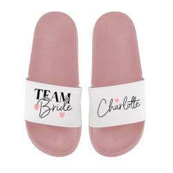 LIEBTASTISCH Badelatschen Personalisiert - Team Bride - Wunschname - JGA - Geschenk zur Hochzeit - Braut - Heirat - Party (Rosa, 41) von LIEBTASTISCH