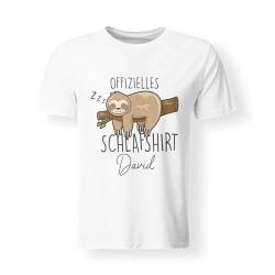 Offizielles Schlafshirt Personalisiert - Schlafanzug - Pyjama - Nachthemd - Faultier - T-Shirt (3XL-Weiss) von LIEBTASTISCH