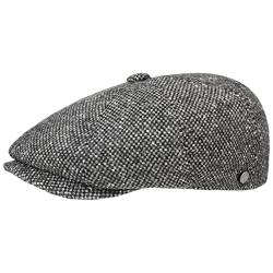 LIERYS Tweed Winter Schirmmütze Damen/Herren - Flatcap Made in Italy - Mütze mit Schurwolle - melierte Wintermütze mit Innenfutter - Flat Cap Herbst/Winter - Schiebermütze schwarz XL (60-61 cm) von LIERYS