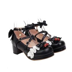 LIFKOME 1 Paar Bowknot-prinzessinnenschuhe Mit Mittlerem Absatz Schuhe Für Frauen Klobige Damenschuhe Pumps Mit Blockabsatz Für Damen Schuhe Damen -pumpen Frauen Keilpumpe Black von LIFKOME