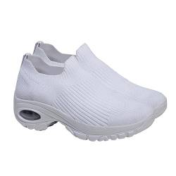 LIFKOME 1 Paar Turnschuhe Aus Fliegenstrick Lässige Schuhe Frauensport Loafer-Schuhe Für Damen Damen-Turnschuhe Freizeitschuh Damen Trainer Leichte Schuhe Weiß Sohle: Pu-Luftpolstersohle von LIFKOME