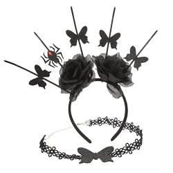 LIFKOME 1 Satz Dunkelrosa Spinnen-Set Gothic-Accessoires für Frauen Geisterspinnenkostüm Mädchen Gothic-Kopfschmuck Augenfang Gothic-Kleidung Halloween-Stirnbänder Gothic-Haarschmuck Tuch von LIFKOME