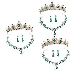 LIFKOME 3 Sätze Krone Halskette Ohrringe brautgeschenk jewelry set hochzeitgeldgeschenke Damenanzüge Hochzeit Ohrringe Hochzeitsschmuck für die Braut Brautohrringe für die Hochzeit Strass von LIFKOME