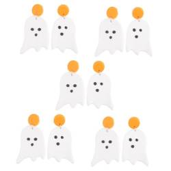 LIFKOME 5 Paare Geisterohrringe Mädchen Halloween-Ohrringe baumeln dekorative Ohrringe halloween schmuck halloween ohrringe Ghost earrings Ohrzubehör frauen schmuck Kupfer Weiß von LIFKOME