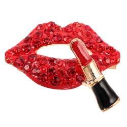 LIFKOME Brosche Strass Mit Lippenstift Anstecknadel Kristall Mund Broschen Pullover Schal Schal Schnalle Für Frauen Mädchen von LIFKOME