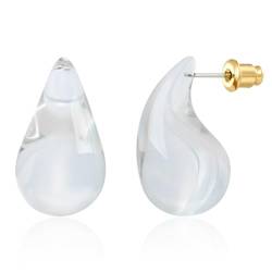 LILIE&WHITE Chunky White Teardrop Ohrringe für Frauen Lightweight Waterdrop Dupes Dangle Earrings Large Trendy Drop Earrings Gift for Women von LILIE&WHITE
