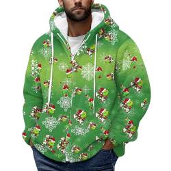 𝑮𝒓𝒊𝒏𝒄𝒉 Weihnachts Fleece Sweatjacke Herren,Lustig Weihnachtspullover Reißverschluss Plüsch Kapuzenpullover Teddy Hoodie Ugly Christmas Weihnachtspulli 𝑮𝒓𝒊𝒏𝒄𝒉 Kostüm(#02 Army Green,M) von LILIHOT