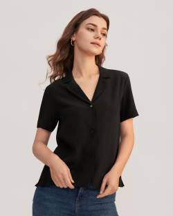 LILYSILK Seide Bluse Damen DE Weich Und Gemütlich Schwarz Xxl von LILYSILK