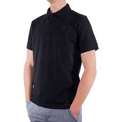 Poloshirt Herren Regular fit Kurzarm, Bio Baumwolle Polo-Shirt Herren schwarz, nachhaltige Kleidung Herren Made in EU, Farbe/Color:schwarz, Shirts Größe/Size:M von LINDENMANN