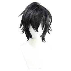 LINLINCD-Wig Anime Cosplay Anime-Perücke for Vtuber Axia Krone Cosplay-Perücke Kurze Schwarze Perücke Kostüm-Halloween-Perücke for Halloween Kostümparty Konzerte von LINLINCD