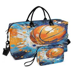 LINNIKEEEE Aquarellkunst Basketball Reise-Seesäcke, Sporttasche, Weekender Handtasche mit Kulturbeutel für Damen Mädchen Herren von LINNIKEEEE