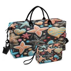 LINNIKEEEE Cartoon Kunst, Süßer Seestern Reise-Seesäcke, Sporttasche, Weekender Handtasche mit Kulturbeutel für Damen Mädchen Herren von LINNIKEEEE