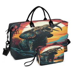 LINNIKEEEE Cooler Aquarellelefant Reise-Seesäcke, Sporttasche, Weekender Handtasche mit Kulturbeutel für Damen Mädchen Herren von LINNIKEEEE