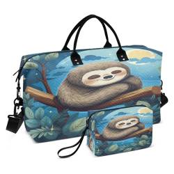 LINNIKEEEE Tier Cartoon Süßes Faultier Reise-Seesäcke, Sporttasche, Weekender Handtasche mit Kulturbeutel für Damen Mädchen Herren von LINNIKEEEE