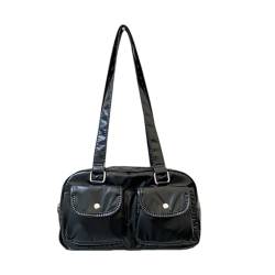 LIUANDS Damentasche mit großem Fassungsvermögen, Achseltasche, mehrere Taschen, Schultertasche, Mädchen, PU-Lederhandtasche, Schwarz von LIUANDS