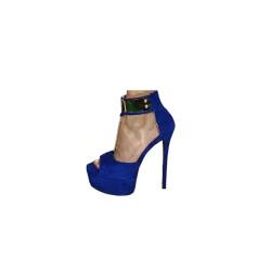 Damen-Sandalen mit hohen Absätzen. Plateausandalen für Frauen auf Hochzeitsfeiern und Familientreffen. Sexy High Heels für die Braut,Blau,47 EU von LIUGUISUOCHBH