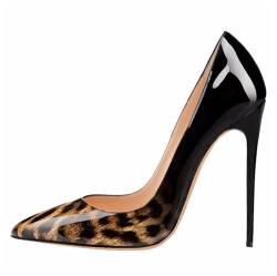 Klassische Pumps mit spitzer Spitze und 13 cm Absatz für Damen. Stiletto-Pumps mit hohem Absatz, lässige Pumps für Mädchen zum Tragen bei Hochzeitsfeiern,Schwarz,42 EU von LIUGUISUOCHBH