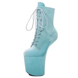 LIUGUISUOCHBH Damen-Stiefeletten mit Plateausohle und Absatz ohne Absatz aus Samt, 20 cm. Extrem hohe Absätze für Stripper-Tanz. Cosplay-Schuhe für Männer,Sky Blue,36 EU von LIUGUISUOCHBH