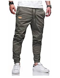 LIUPMWE Herren Hose Chino Cargohose Jogginghose Baumwolle Casual Sporthose Sweatpants Herren mit Taschen Freizeithose Elastische Taille mit Kordelzug,L,Grau von LIUPMWE