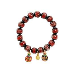 LIXQQS Unisex Glücksbringer-Armband aus Buntglas - Handgefertigte Traditionelle Chinesische Kunst, Verheißungsvolle Symbole, Mystischer Energieamulett, Trendiges Accessoire (Color : Red (love)_10mm) von LIXQQS