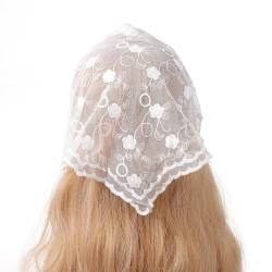 Haarschal mit zartem Blumenmuster, Spitze, Turban, heißes Mädchen, durchscheinendes Dreieck-Stirnband für Damen, Foto-Haar-Accessoire von LIbgiubhy