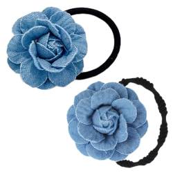 LIbgiubhy Jeans Haarspange Blaue Kamelie Haarspangen Stirnband Scrunchie Kopfbedeckung Haarnadel Damen von LIbgiubhy