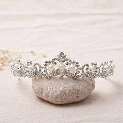 Diamant-Tiara, prächtige Perlen-Strass-Brautkronen, Diademe, modisches Kristall-Diadem für Bräute, Stirnbänder, Hochzeits-Haarschmuck-Accessoires von LJQZFWXX