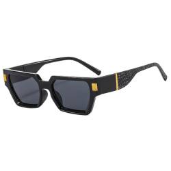 LJTJTAV Kleine quadratische Sonnenbrille für Herren und Damen, Katzenaugen-Sonnenbrille, Reise-Sonnenbrille, Vintage, Retro, UV400, Schwarz, Einheitsgröße von LJTJTAV