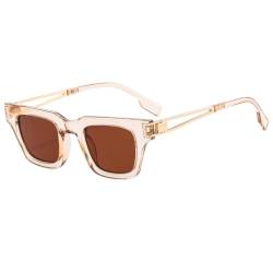 LJTJTAV Kleine quadratische Vintage-Sonnenbrille für Männer und Frauen, luxuriöse Retro-Sonnenbrille, Unisex, beliebte Sonnenbrille, UV400, Champagner, Einheitsgröße von LJTJTAV