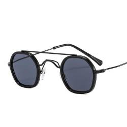 LJTJTAV Retro Polygon Quadratische Sonnenbrille Damen Mode Klare Ozean Farbverlaufsgläser UV400 Männer Punk Sonnenbrille,Schwarz,Einheitsgröße von LJTJTAV