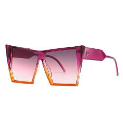 LJTJTAV Übergroße quadratische Sonnenbrille für Damen, Vintage, große Sonnenbrille für Herren, UV400, Luxusbrille, Violett, Einheitsgröße von LJTJTAV