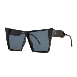 LJTJTAV Übergroße quadratische Sonnenbrille für Damen, Vintage, große Sonnenbrillen für Herren, UV400, Luxusbrille, Schwarz, Einheitsgröße von LJTJTAV