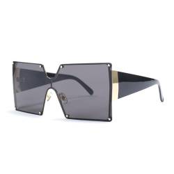 LJTJTAV Übergroße quadratische Sonnenbrille für Damen, randlose Sonnenbrille, einteilig, Farbverlauf, Luxus-Sonnenbrille, Retro, UV400, Vintage, für Herren, Schwarz, Einheitsgröße von LJTJTAV