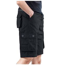 Cargohose Herren 3/4 Kurze Hosen Freizeit Wanderhose Fahrradhose Sporthose Herren-Shorts Arbeitshosen Männer Radlerhose Laufhose Baggy Jogginghose Bundeswehr Hose Activewear Für Herren Schwarz L von LKRSEEF