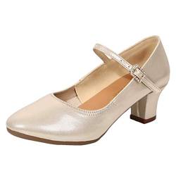 Tanzschuhe Damen on Schuhe Pumps Orthopädische Slingback Abendschuhe Glitzer Flach Hochfrontpumps Mit Riemchen Plateau Women Shoes Absatzschuhe Italienische Sandaletten Stöckelschuhe Gold 35 von LKRSEEF