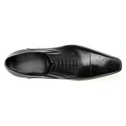 LLDG Lederschuhe für Herren Business Anzugschuhe Vintage Freizeit Schnürschuhe Derby Leder Oxford Brogue Schuhe klassischer Hochzeit Herrenschuhe rutschfest Halbschuhe, Schwarz, 46 EU von LLDG