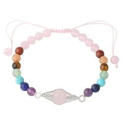 LLYANZZ Naturstein Armband Damen, Naturstein 7 Chakra-Armbänder Rosenquarz Meditation Balance Sonnensystem Armband Verstellbare Geflochtene Armbänder Für Frauen Männer von LLYANZZ