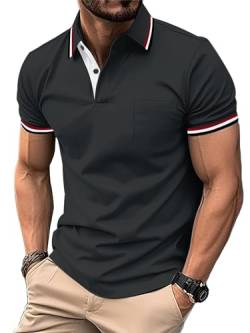 LLdress Herren Kurzarm Poloshirt Atmungsaktiv Schnelltrocknend Tshirt Freizeit Sport Sommer Poloshirts Männer Knopfleiste Polohemd von LLdress